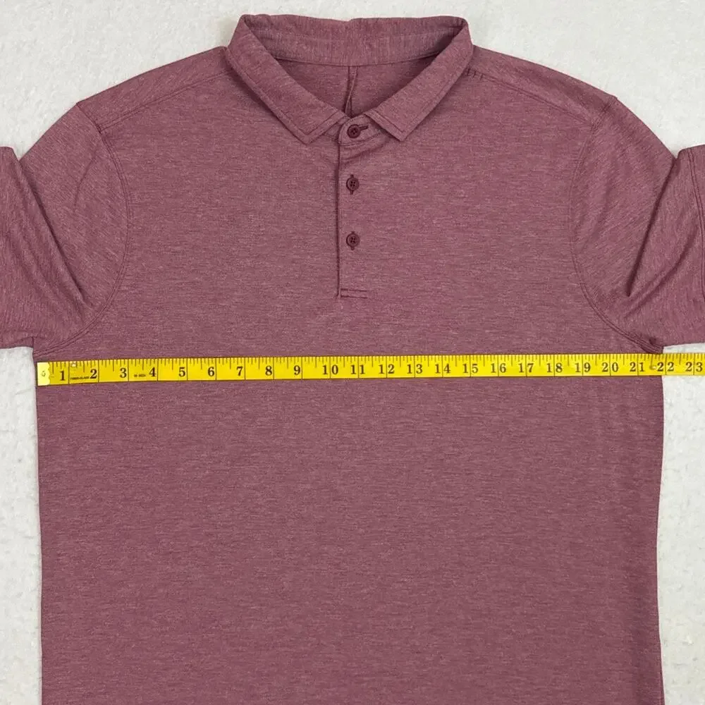 Lululemon Evolution Polo Mens Large Heathered Red Merlot Golf Performance